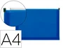 Liderpapel Carpeta dossier A4 cierre de cremallera azul translúcido