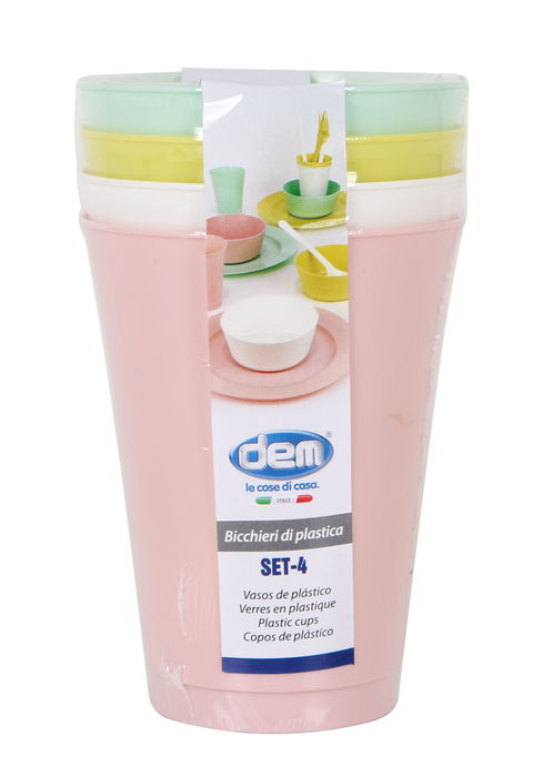 Dem Set-4 Vasos PP Pastel 7 cm x 9 cm x 7 cm (24 Unidades)