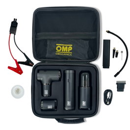 OMP Kit Portátil Multifunción 5 en 1 con Arrancador, Compresor, Aspiradora, Linterna y Power Bank