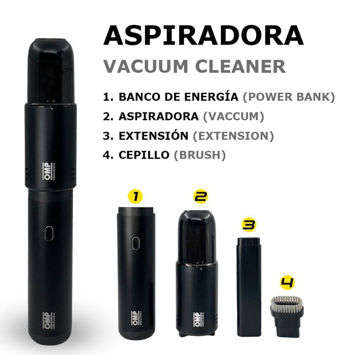 OMP Kit Portátil Multifunción 5 en 1 con Arrancador, Compresor, Aspiradora, Linterna y Power Bank