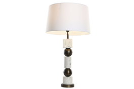 DKD Home Decor India lamps 1c25 Lámpara Sobremesa Bronce Blanco Acero Marmol 50 x 50 x 87 cm