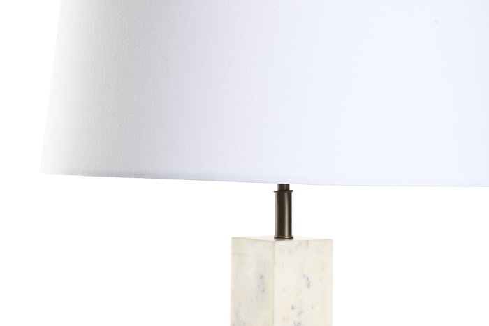 DKD Home Decor India lamps 1c25 Lámpara Sobremesa Bronce Blanco Acero Marmol 50 x 50 x 87 cm