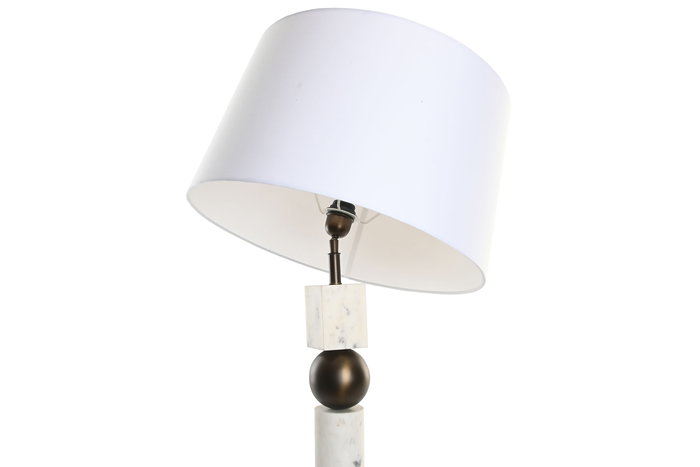 DKD Home Decor India lamps 1c25 Lámpara Sobremesa Bronce Blanco Acero Marmol 50 x 50 x 87 cm