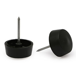 Q&Q Pata Plástico Negro Yota D34-29 H19 Con Clavo | Soporte Muebles | 19mm Altura