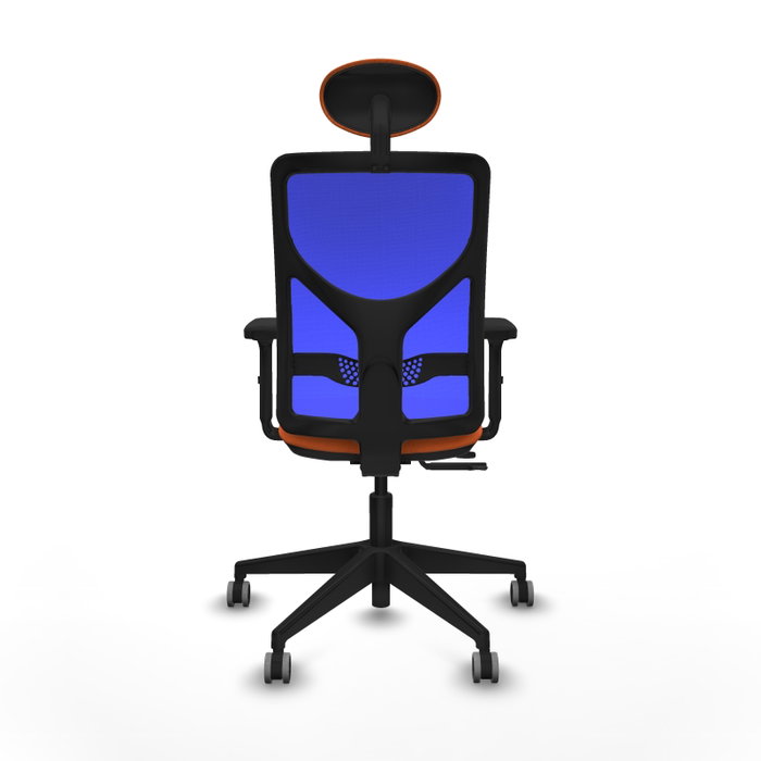PIQUERAS Y CRESPO Silla de oficina Motilla con mecanismo Sincro/Traslack, tela naranja y malla azul