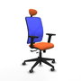 PIQUERAS Y CRESPO Silla de oficina Motilla con mecanismo Sincro/Traslack, tela naranja y malla azul