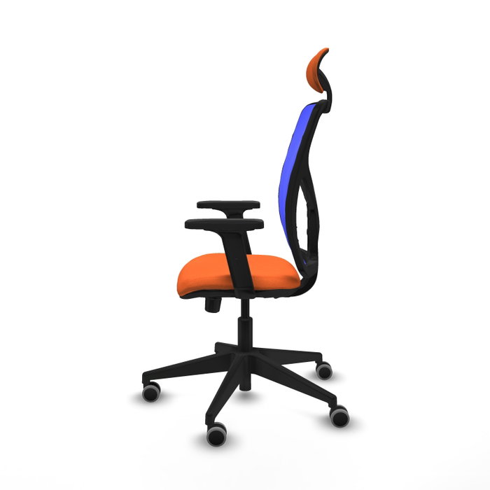 PIQUERAS Y CRESPO Silla de oficina Motilla con mecanismo Sincro/Traslack, tela naranja y malla azul