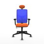 PIQUERAS Y CRESPO Silla de oficina Motilla con mecanismo Sincro/Traslack, tela naranja y malla azul