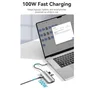 Vention Docking Hub USB-C TQDHB con HDMI 4K@60Hz, 3x USB 3.0, PD 100W - Estación Base de Aluminio Gris