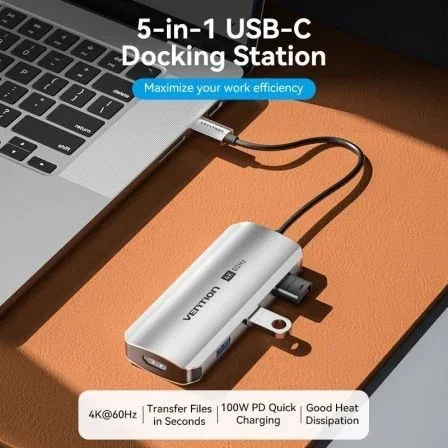 Vention Docking Hub USB-C TQDHB con HDMI 4K@60Hz, 3x USB 3.0, PD 100W - Estación Base de Aluminio Gris Vention Docking Hub USB-C TQDHB con HDMI 4K@60Hz, 3x USB 3.0, PD 100W - Estación Base de Aluminio Gris