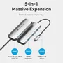 Vention Docking Hub USB-C TQDHB con HDMI 4K@60Hz, 3x USB 3.0, PD 100W - Estación Base de Aluminio Gris