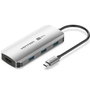 Vention Docking Station USB-C TQDHB con HDMI 4K@60Hz, 3x USB 3.0, Puerto USB-C PD 100W, Longitud 0.15m, Carcasa Aluminio Gris