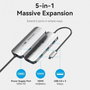 Vention Docking Station USB-C TQDHB con HDMI 4K@60Hz, 3x USB 3.0, Puerto USB-C PD 100W, Longitud 0.15m, Carcasa Aluminio Gris