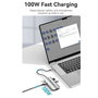 Vention Docking Station USB-C TQDHB con HDMI 4K@60Hz, 3x USB 3.0, Puerto USB-C PD 100W, Longitud 0.15m, Carcasa Aluminio Gris