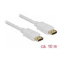 DeLOCK Cable DisplayPort 1.2 de 10 m, 4K 60 Hz, Blanco