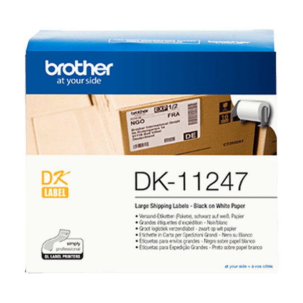 Brother DK Label Tape - Rollo de Etiquetas Adhesivas 103.6mm x 164.3mm, 180 Unidades por Rollo