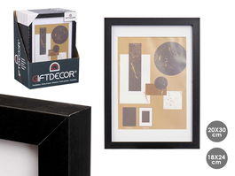 Giftdecor Portafoto Pared Madera Negro con Paspartú 18x24 cm (Set de 12)