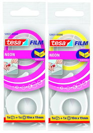Cinta Tesafilm Neon Surtido Rollo 10X19 Con Mini Portarrollo