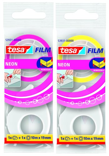 Cinta Tesafilm Neon Surtido Rollo 10X19 Con Mini Portarrollo Cinta Tesafilm Neon Surtido Rollo 10X19 Con Mini Portarrollo