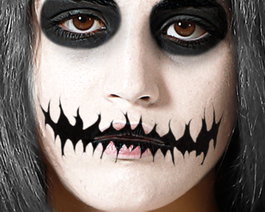 Tatuaje Temporal de Maquillaje Halloween - Boca Esqueleto con Dientes Afilados, Diseño Gótico para Fiestas y Disfraces