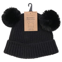 Sensly Gorro Con 2 Pompones Acrílico Colores Surtidos Talla Única Invierno