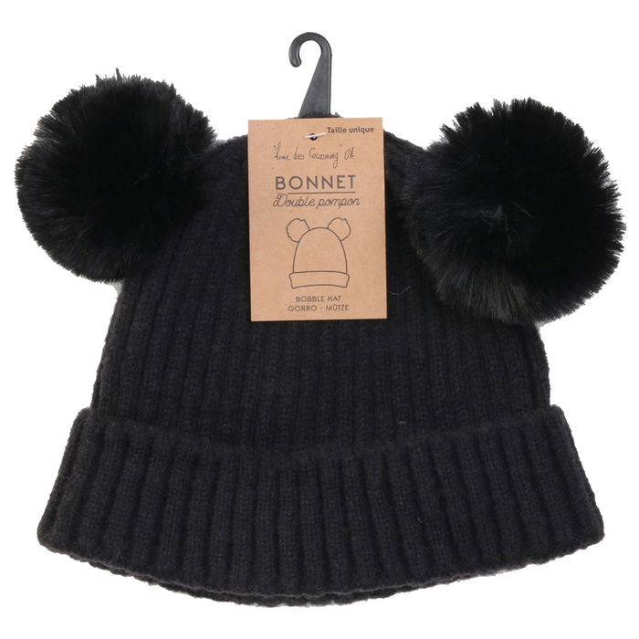 Sensly Gorro Con 2 Pompones Acrílico Colores Surtidos Talla Única Invierno