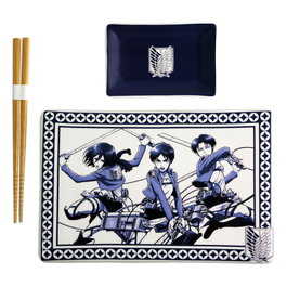 Attack on Titan Platos y palillos de sushi de cerámica