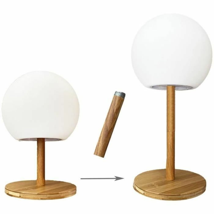 Lumisky Lámpara de mesa inalámbrica con pie de bambú extensible LED
