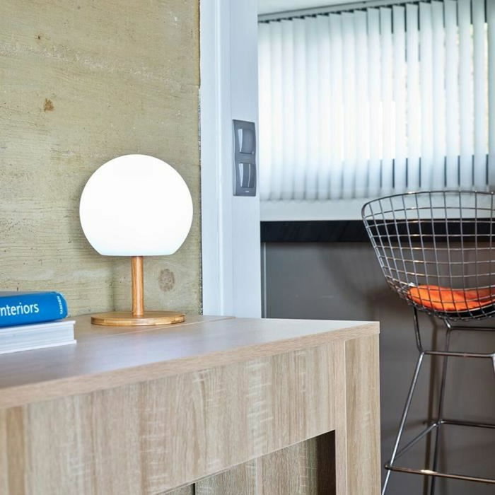 Lumisky Lámpara de mesa inalámbrica con pie de bambú extensible LED