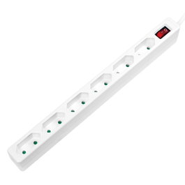 LogiLink Regleta con 6 tomas de corriente tipo euro y conmutador, blanca