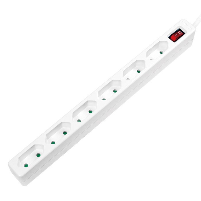 LogiLink Regleta con 6 tomas de corriente tipo euro y conmutador, blanca LogiLink Regleta con 6 tomas de corriente tipo euro y conmutador, blanca