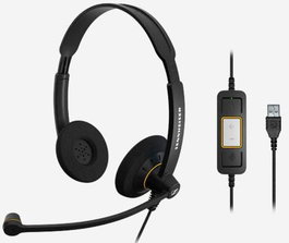 Sennheiser SC 60 USB ML Auriculares Doble Banda Ancha Optimizados para Microsoft Lync, USB 2.0, Micrófono, Sonido HD, Cancelación de Ruido