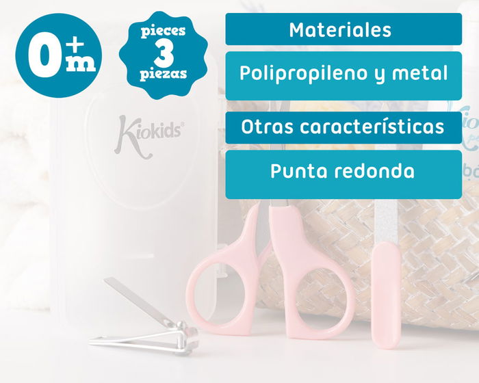 KioKids Estuche Manicura Bebé Rosa Set Cuidado Uñas Niños +3 Meses