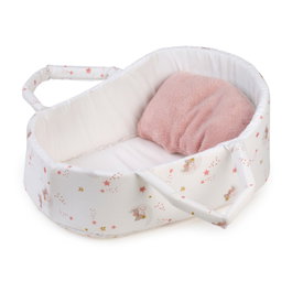 Muñecas Guca Capazo rosa y blanco con cojín para muñecos de 42 a 46 cm, juguete +6 años