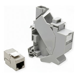 ROLINE 45 Tragschienenadapter für Keystone Module, inkl. Cat.6A Keystone, geschirmt