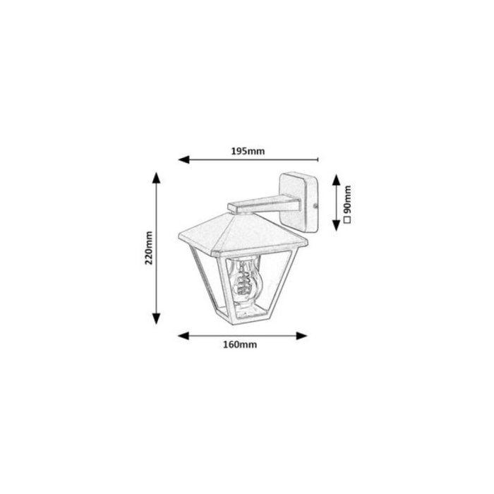 RABALUX Paravento Aplique de Exterior Negro con Cristal RABALUX Paravento Aplique de Exterior Negro con Cristal