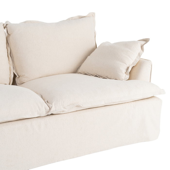 Sofá 2 Plazas Beige Madera / Tejido 200 X 109 X 90 cm