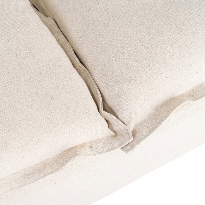 Sofá 2 Plazas Beige Madera / Tejido 200 X 109 X 90 cm