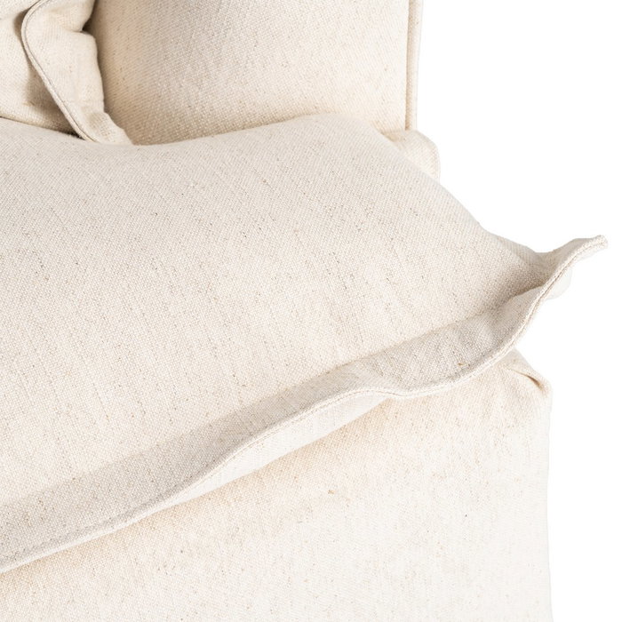 Sofá 2 Plazas Beige Madera / Tejido 200 X 109 X 90 cm