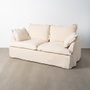 Sofá 2 Plazas Beige Madera / Tejido 200 X 109 X 90 cm