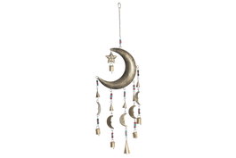 DKD Home Decor Decoración Colgante de Hierro Lunas y Estrella Dorado