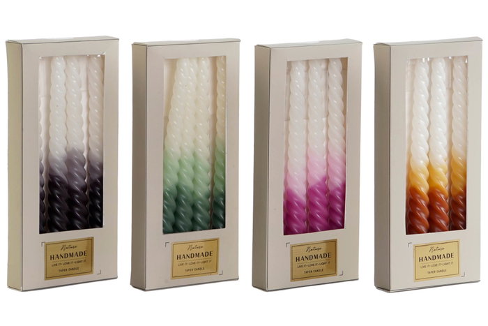 DKD Home Decor Set de 4 Velas de Cera de Parafina Bicolor 2x2x20 cm