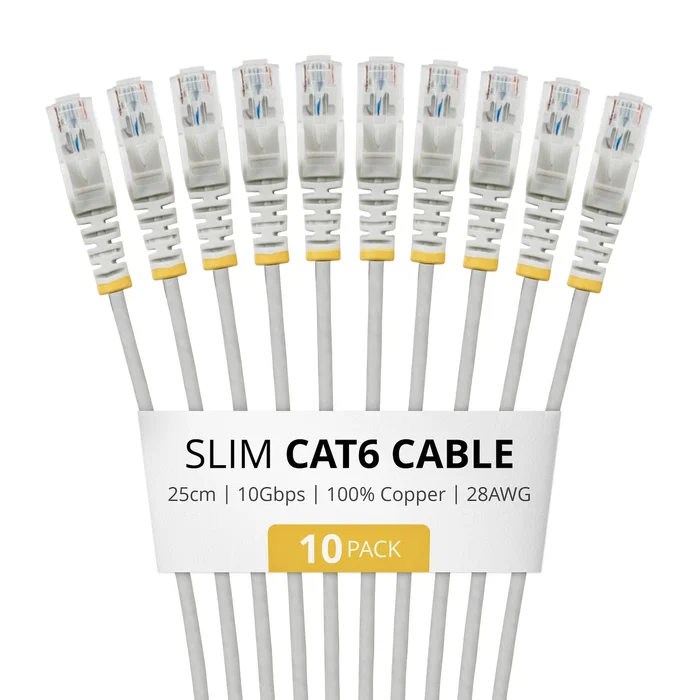 StarTech.com Paquete de 10 Cables Ethernet Cat6 Slim 25cm Gris StarTech.com Paquete de 10 Cables Ethernet Cat6 Slim 25cm Gris