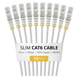 StarTech.com Paquete de 10 Cables Ethernet Cat6 Slim 25cm Gris