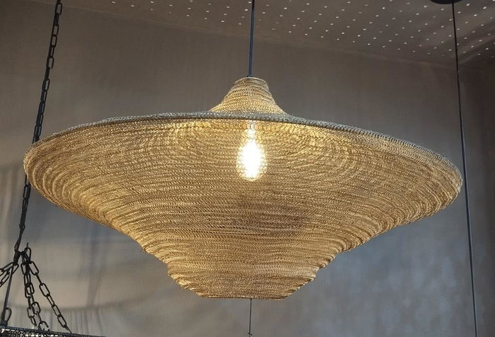 DKD Home Decor Lampara Techo Dorado Hierro 87 x 48 x 87 cm