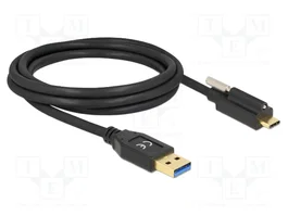 DeLOCK Cable USB 3.2 Gen 1 Tipo-A a USB Type-C™ con tornillo 2 m Negro