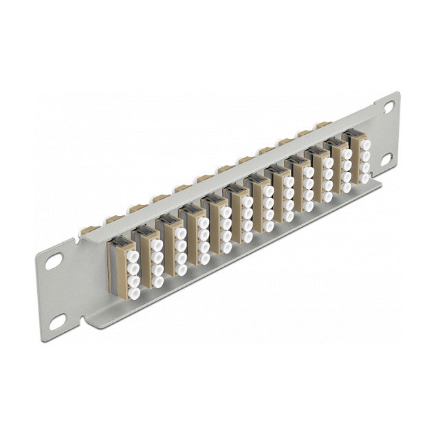 DeLOCK Panel de Conexión de Fibra Óptica LC Quad de 12 Puertos 10", 1U Rack Beige Gris DeLOCK Panel de Conexión de Fibra Óptica LC Quad de 12 Puertos 10", 1U Rack Beige Gris