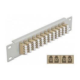 DeLOCK Panel de Conexión de Fibra Óptica LC Quad de 12 Puertos 10", 1U Rack Beige Gris