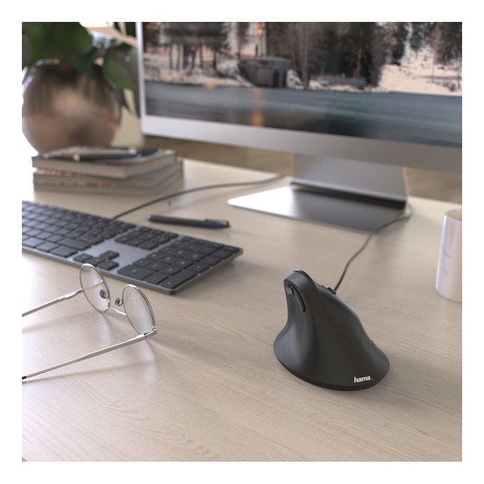 Hama EMC-500 Ratón Ergonómico Negro
