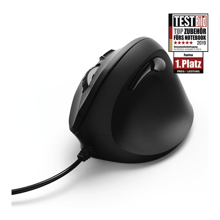 Hama EMC-500 Ratón Ergonómico Negro
